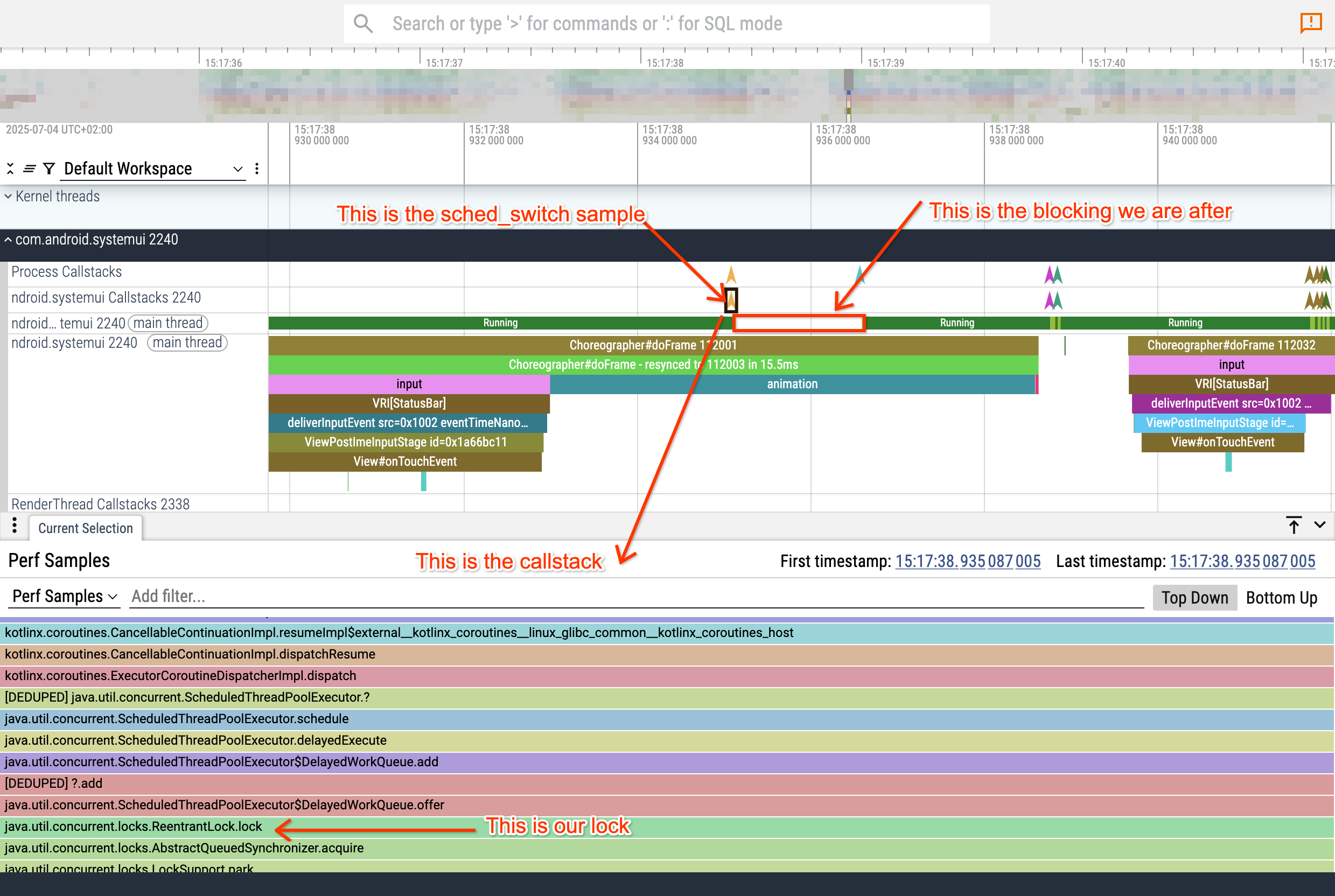 Annotated trace